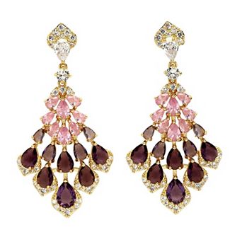 AGP PARIS Diva Peacock Feather Dangle Earrings