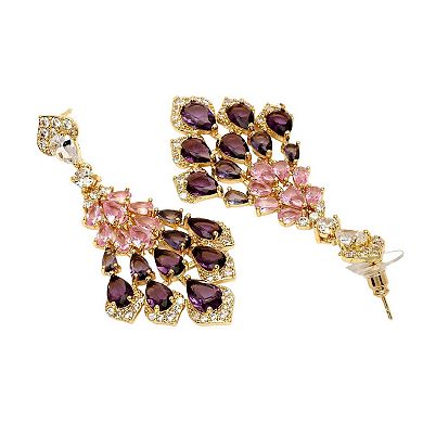 AGP PARIS Diva Peacock Feather Dangle Earrings