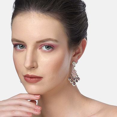 AGP PARIS Diva Peacock Feather Dangle Earrings