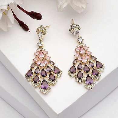 AGP PARIS Diva Peacock Feather Dangle Earrings