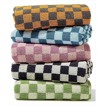Cotton Hand Towels Soft and Absorbent with Checkered Design for Bathroom
