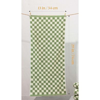 Cotton Hand Towels Soft and Absorbent with Checkered Design for Bathroom
