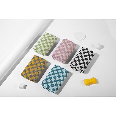 Cotton Hand Towels Soft and Absorbent with Checkered Design for Bathroom