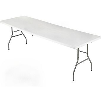 Great Ambitions Folding Table, Portable Fold-in-Half Plastic Picnic Party Table with Carrying Handle