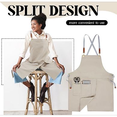 Great Ambitions Crossback Pottery Apron Split Leg with Large Canvas Apron with Adjustable Strap