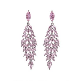 Light-Pink Leafy-Waterfall Earrings