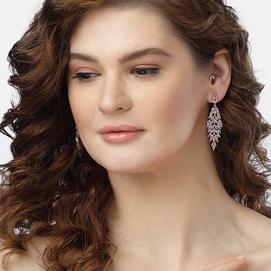 Light-Pink Leafy-Waterfall Earrings