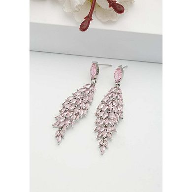 Light-Pink Leafy-Waterfall Earrings