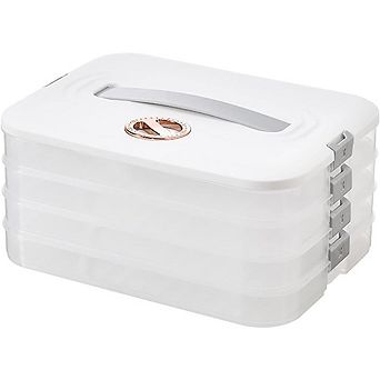 4-Layer Stackable Food Storage Container with Lids for Dumplings and Meals