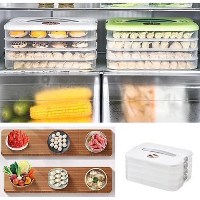 4-Layer Stackable Food Storage Container with Lids for Dumplings and Meals