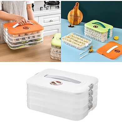 4-Layer Stackable Food Storage Container with Lids for Dumplings and Meals