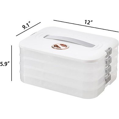 4-Layer Stackable Food Storage Container with Lids for Dumplings and Meals