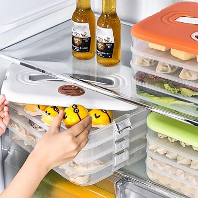 4-Layer Stackable Food Storage Container with Lids for Dumplings and Meals