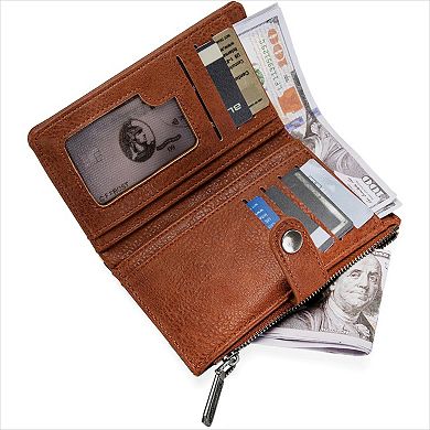 Bifold Wallet with Zipper and ID Window Card Holder