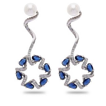 AGP PARIS Dainty Dark Blue Swirl Drop Earrings