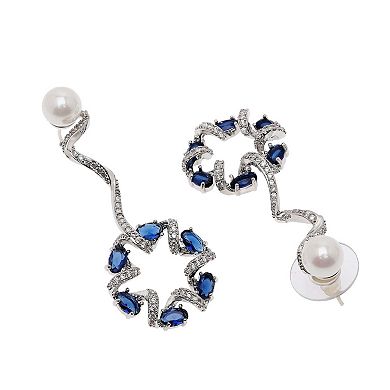 AGP PARIS Dainty Dark Blue Swirl Drop Earrings