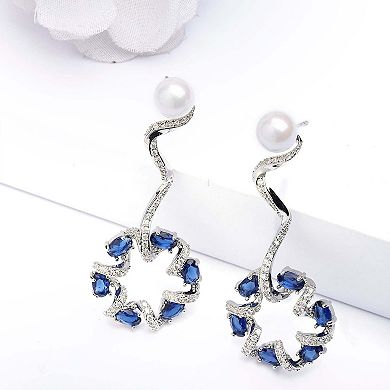 AGP PARIS Dainty Dark Blue Swirl Drop Earrings