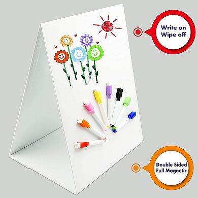 Great Ambitions Magnetic Tabletop Desktop Easel &Whiteboard with Bonus 8X Dry Erase Markers