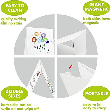 Great Ambitions Magnetic Tabletop Desktop Easel &Whiteboard with Bonus 8X Dry Erase Markers