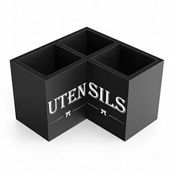 Extra Large Utensil Holder with 3 Compartments for Countertop Corner