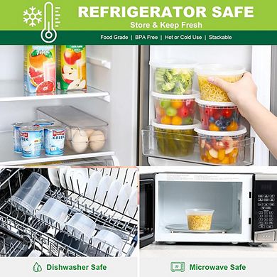 16 oz Plastic Deli Food Containers with Lids, Airtight, 32 Sets