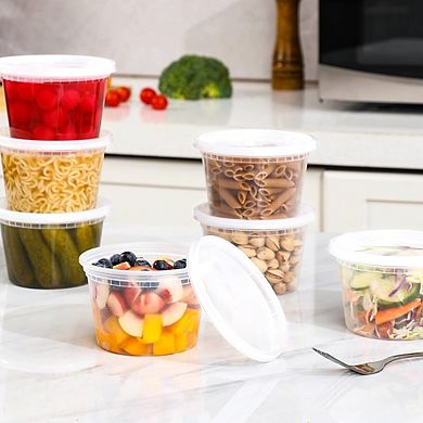 16 oz Plastic Deli Food Containers with Lids, Airtight, 32 Sets