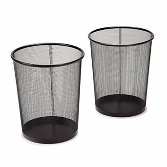 Great Ambitions 2 pk Steel Mesh Round Trashcan Wastebasket for Trash or Recycle in The Home,6 Gallon