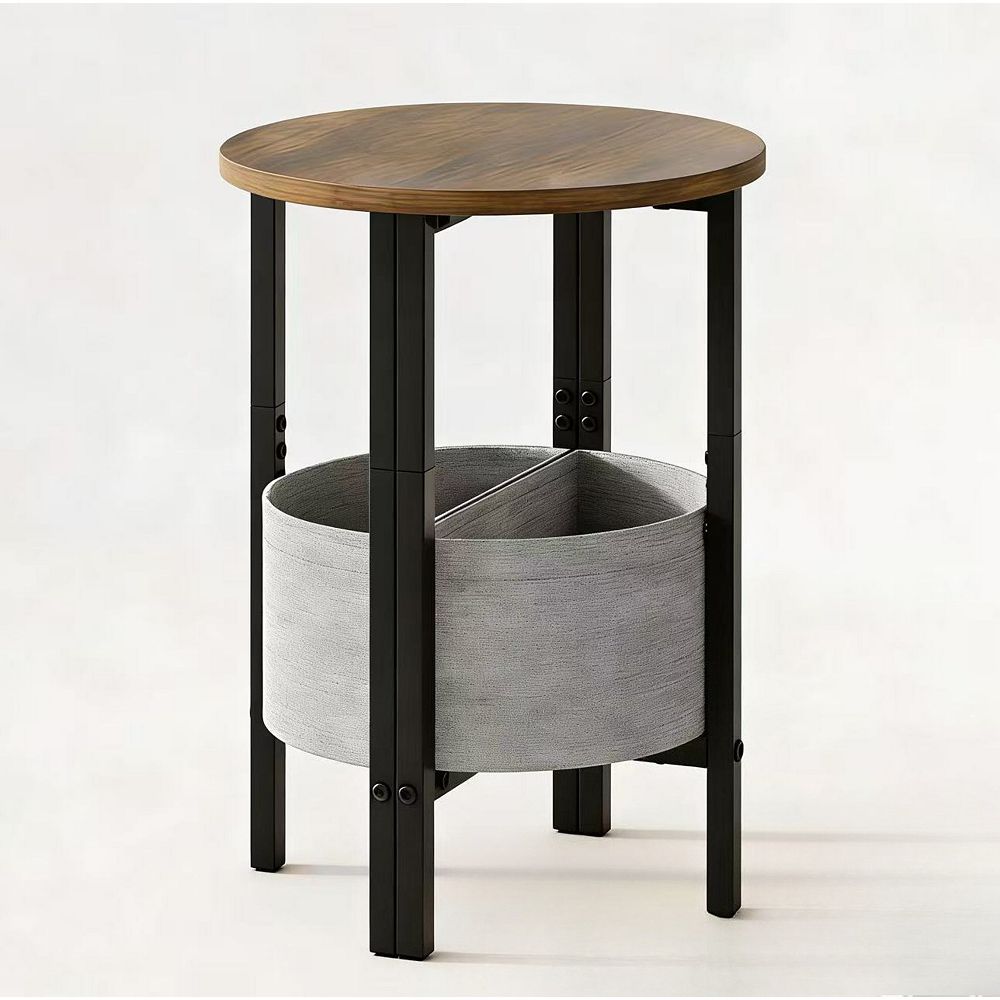 Half Moon Side Tables Set of 2 - Stylish Brown Round Accent Tables with ...
