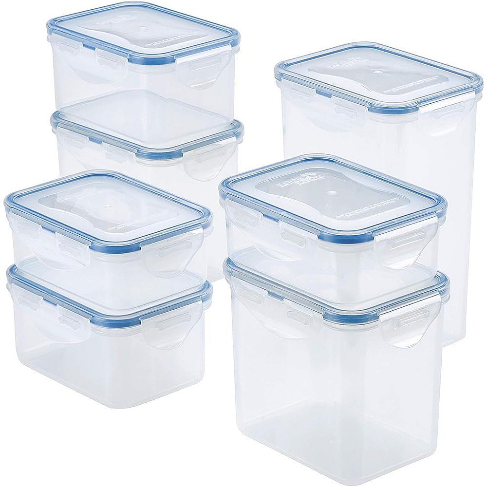14-Piece Airtight Tall Rectangle Food Storage Set, BPA-Free, Clear