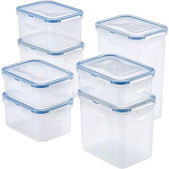 14 pc Airtight Tall Rectangle Food Storage Set, BPA-Free, Clear