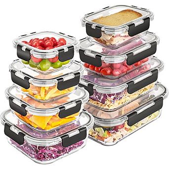8-Pack Glass Food Storage Containers with Lids, Airtight & Leakproof