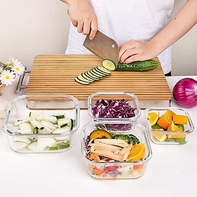 8-Pack Glass Food Storage Containers with Lids, Airtight & Leakproof