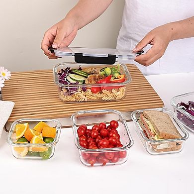 8-Pack Glass Food Storage Containers with Lids, Airtight & Leakproof