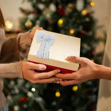 Fabric Gift Bow Decoration 7.09"x9.06" 2 Pcs for Wrapping