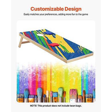 DIY Cornhole Game Set 4 x 2 ft Foldable Boards for Backyard Patio Beach - Natural