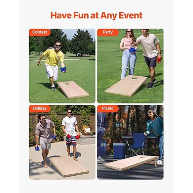 DIY Cornhole Game Set 4 x 2 ft Foldable Boards for Backyard Patio Beach - Natural
