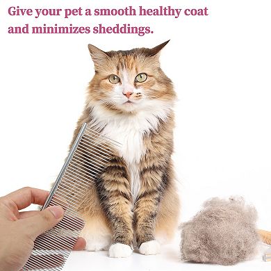 Pet Grooming Comb Stainless Steel Pet Grooming Comb 7.48"x1.97" Silver Tone 1Pc