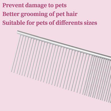 Pet Grooming Comb Stainless Steel Pet Grooming Comb 7.48"x1.97" Silver Tone 1Pc