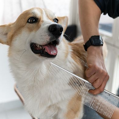 Pet Grooming Comb Stainless Steel Pet Grooming Comb 7.48"x1.97" Silver Tone 1Pc