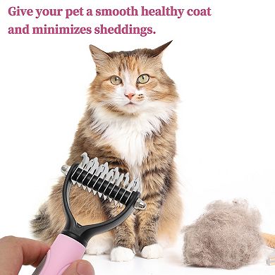 Pets Grooming Supplies Professional Undercoat Rake Shedding Control 6.69"x2.76" Pink 1Pc