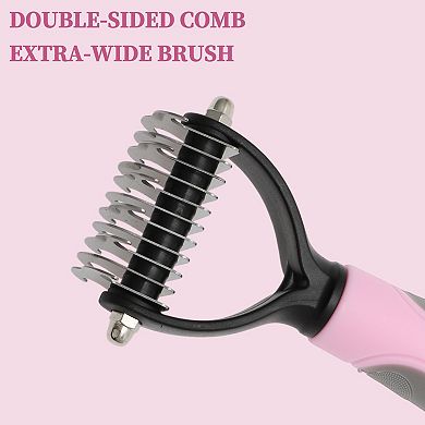 Pets Grooming Supplies Professional Undercoat Rake Shedding Control 6.69"x2.76" Pink 1Pc