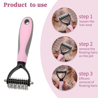 Pets Grooming Supplies Professional Undercoat Rake Shedding Control 6.69"x2.76" Pink 1Pc
