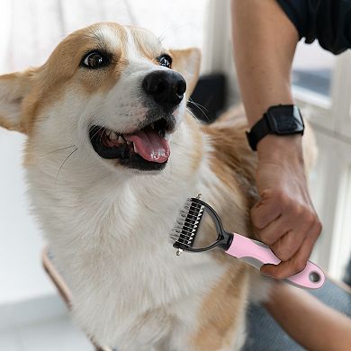 Pets Grooming Supplies Professional Undercoat Rake Shedding Control 6.69"x2.76" Pink 1Pc