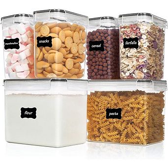 Airtight Food Storage Containers for Pantry, BPA-Free Plastic, 6 pc Set
