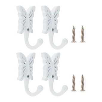 4 pc Vintage Wall Hook Zinc Alloy with Screws for Wardrobe Bathroom Kitchen Office
