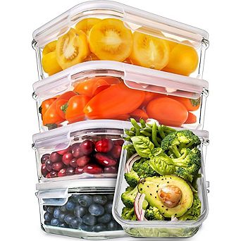 5-Pack 30oz Glass Meal Prep Containers with Lids, Multi-Compartment