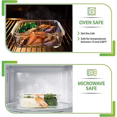 5-Pack 30oz Glass Meal Prep Containers with Lids, Multi-Compartment