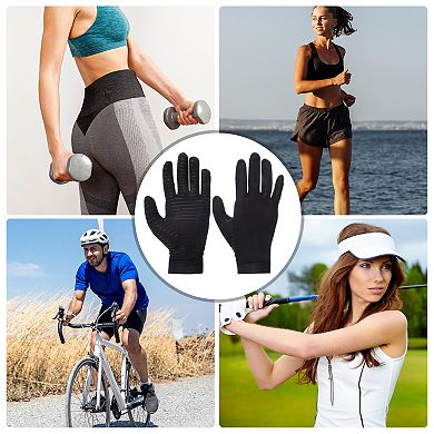 Horizontal Striped Full Finger Compression Gloves for Sport 1 Pair