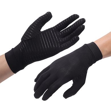 Horizontal Striped Full Finger Compression Gloves for Sport 1 Pair