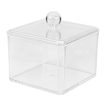 Square Single Layer Acrylic Cotton Swab Holder Bathroom Transparent 1 pc
